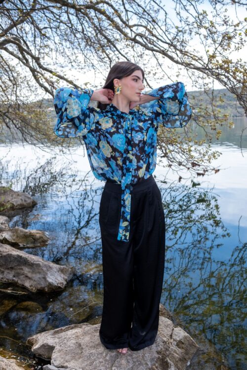 SATIN VISCOSE PANTS “NOIR”